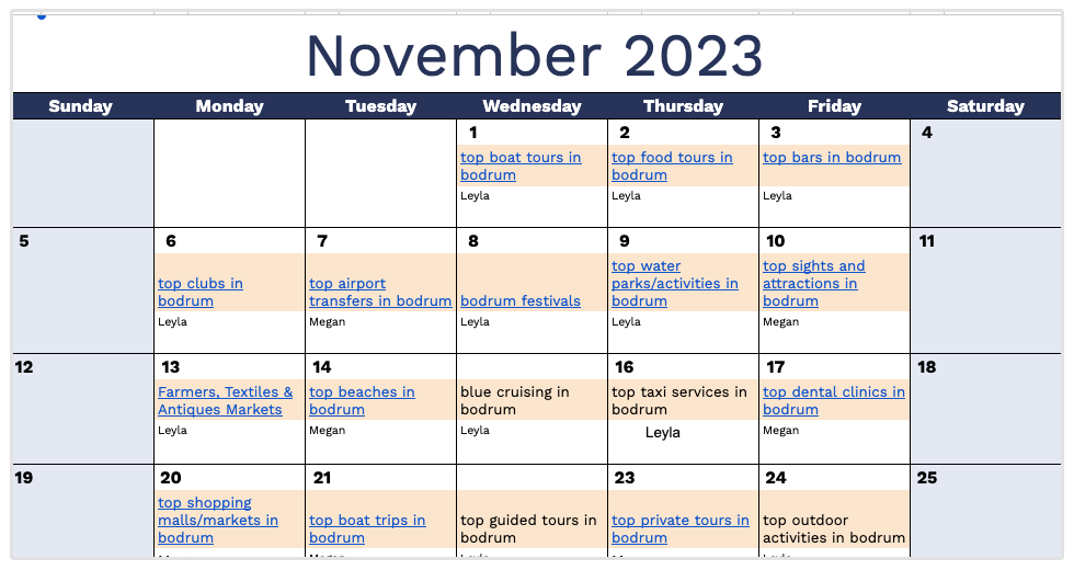 content calendar template